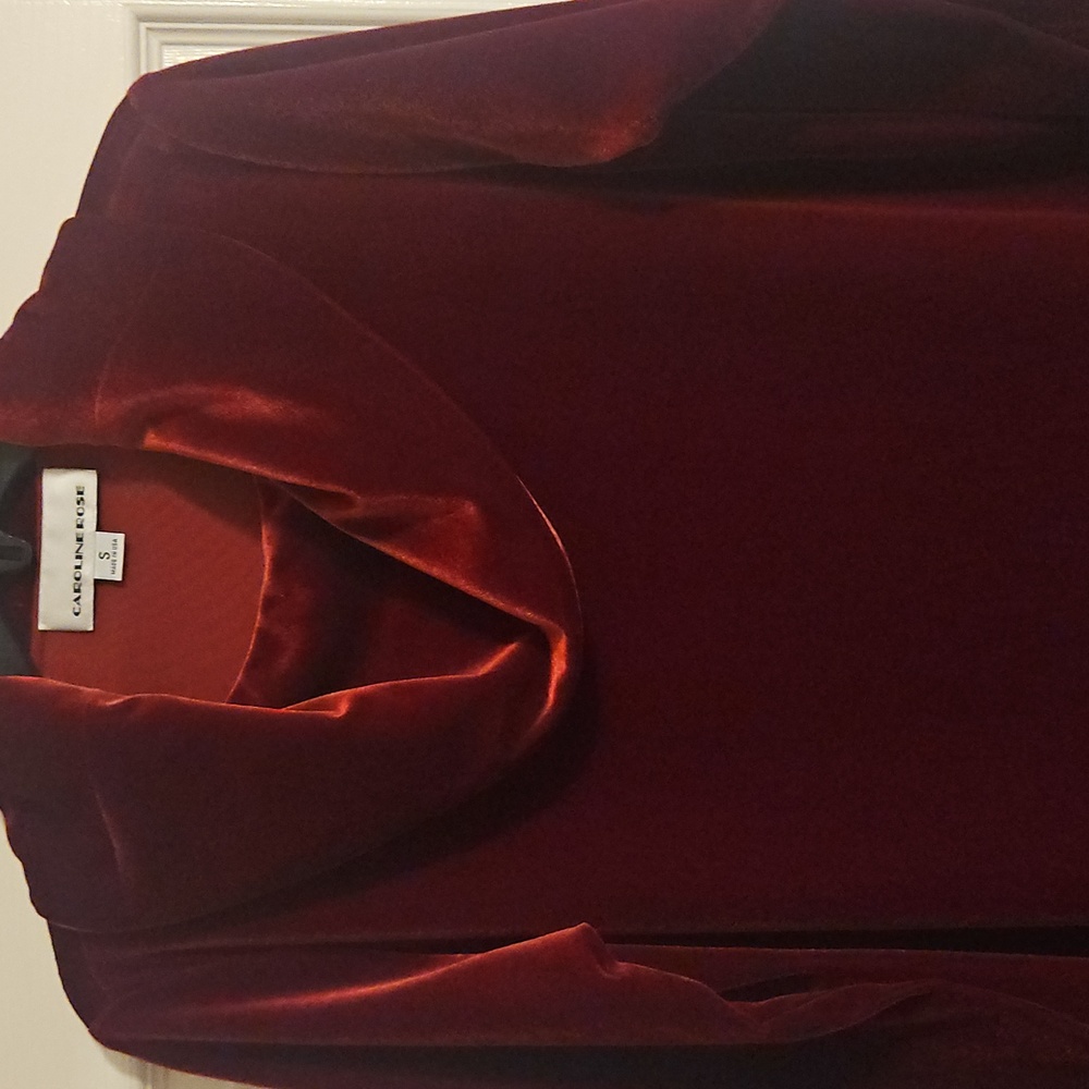 NWT Caroline Rose Velvet Cowl Neck Tunic: Deep Red Made In USA - Picture 4 of 10